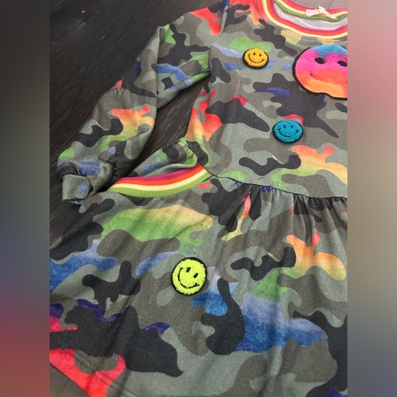 Truly Me Camo Smiley Face Long Sleeve Knit Dress, Girls Size 6 - Picture 4 of 6